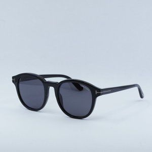 Tom Ford Jameson FT0752-N 01A Sunglasses Black Round Frame, Smoke Lenses